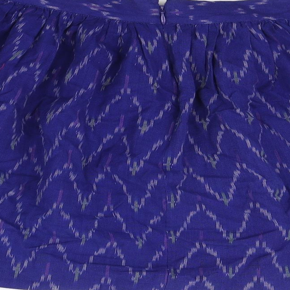 Gap Womens Blue Geometric Cotton Mini Skirt Size 6 Tie