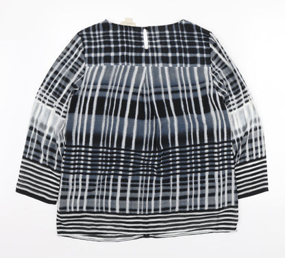 Celuu Womens Blue Geometric Polyester Basic Blouse Size 12 Round Neck