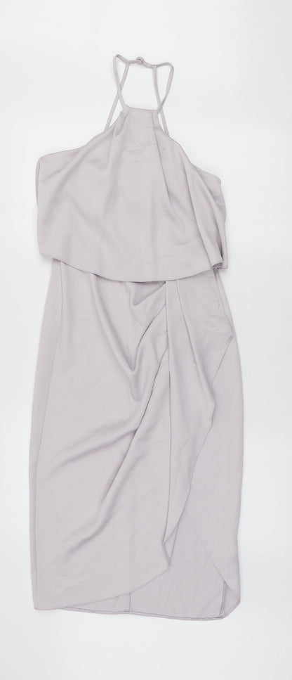 Lipsy Womens Purple Polyester Bodycon Size 6 Halter Zip