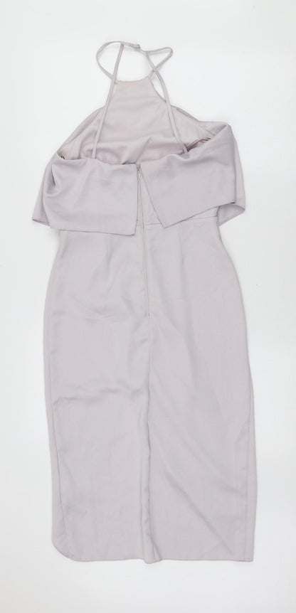 Lipsy Womens Purple Polyester Bodycon Size 6 Halter Zip