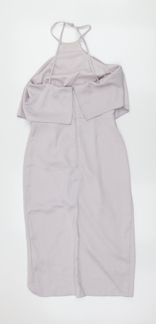 Lipsy Womens Purple Polyester Bodycon Size 6 Halter Zip