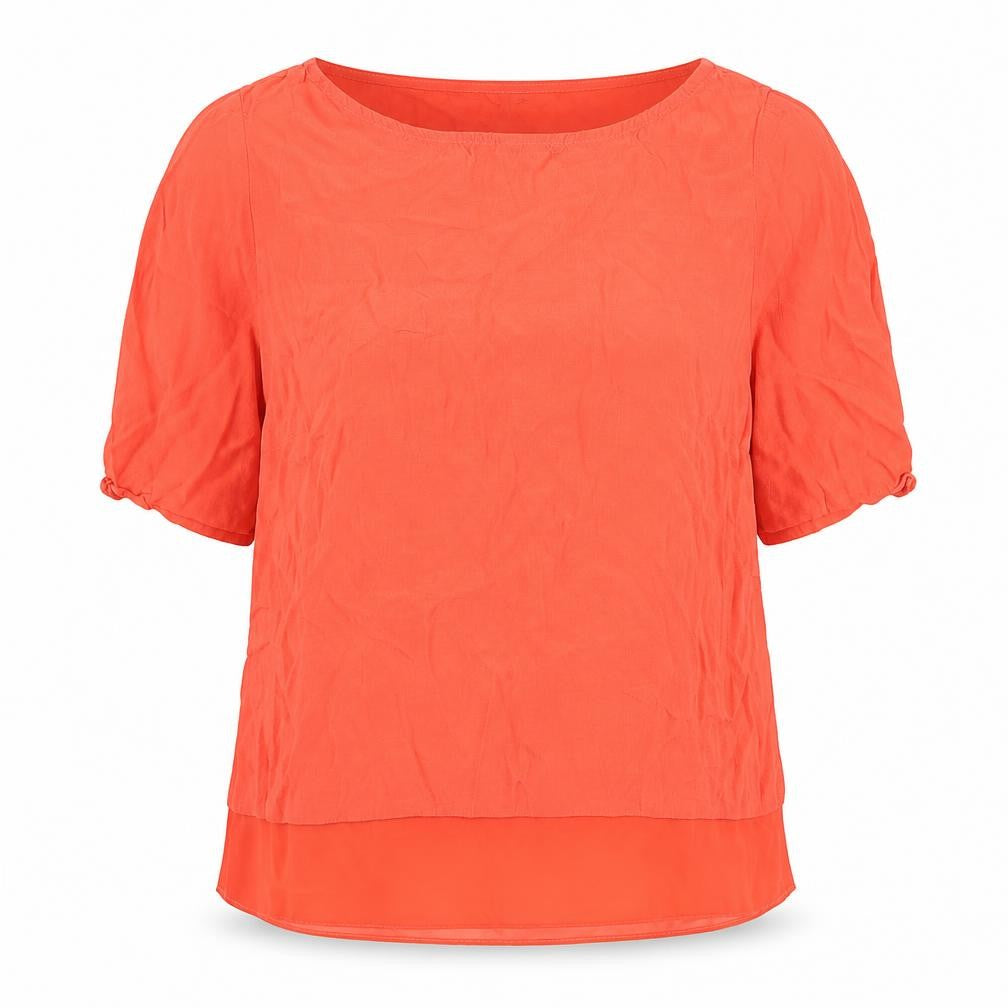 Marks and Spencer Womens Orange Polyester Basic T-Shirt Size 6 Round Neck