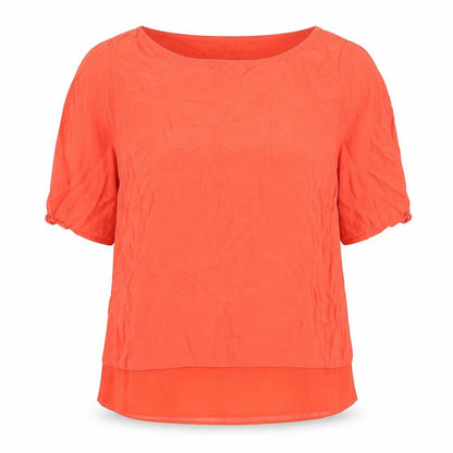 Marks and Spencer Womens Orange Polyester Basic T-Shirt Size 6 Round Neck