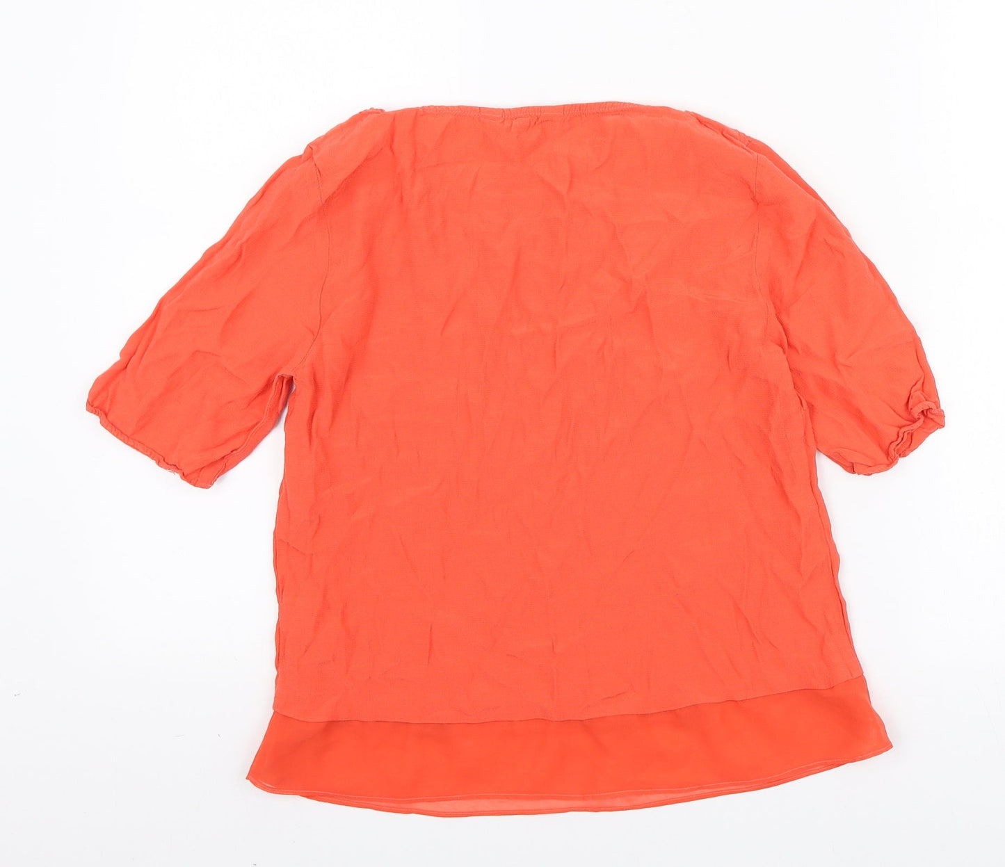 Marks and Spencer Womens Orange Polyester Basic T-Shirt Size 6 Round Neck
