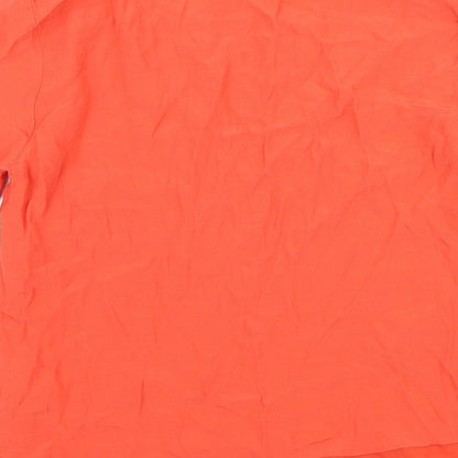 Marks and Spencer Womens Orange Polyester Basic T-Shirt Size 6 Round Neck