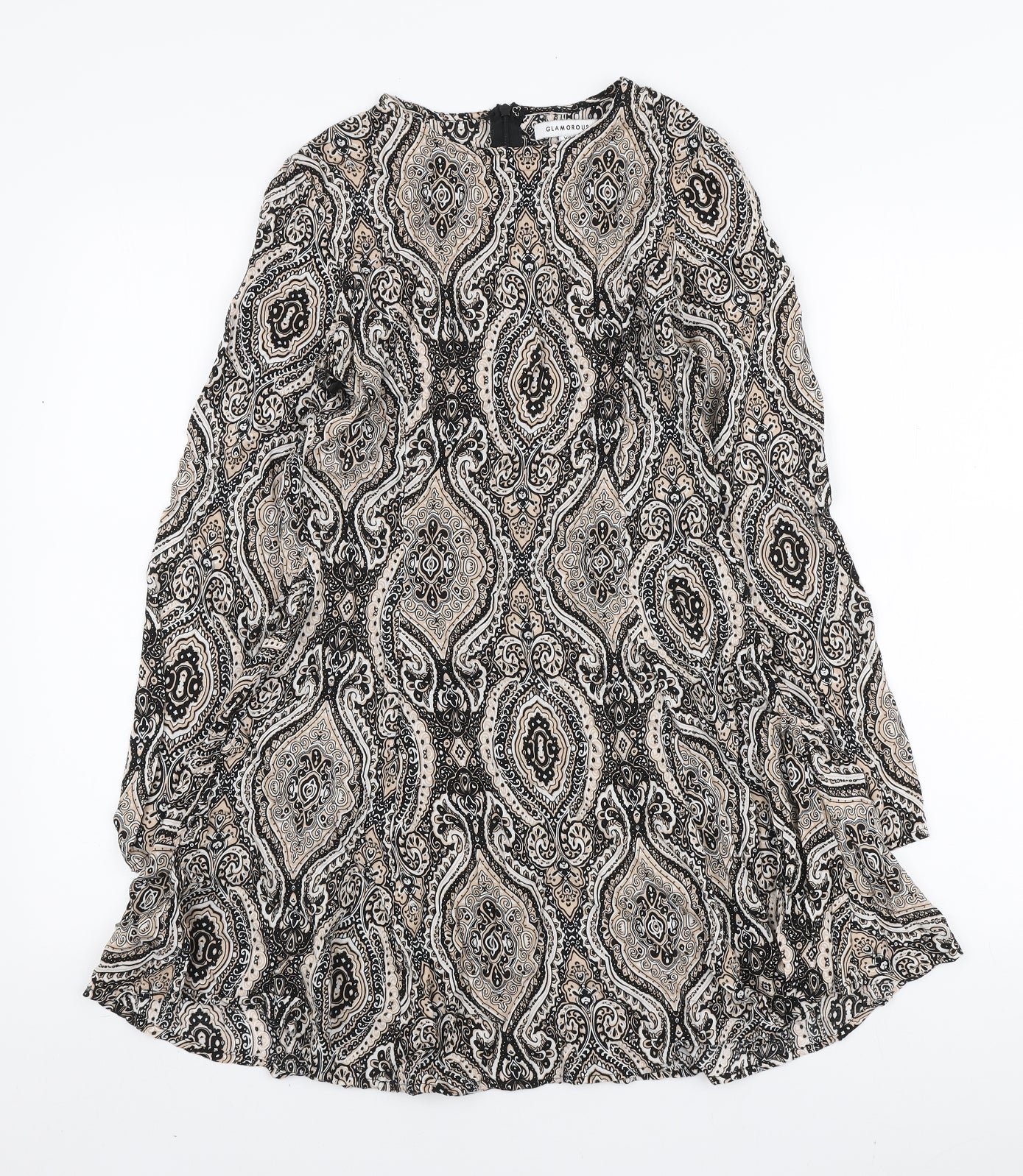 Glamorous Womens Multicoloured Paisley Viscose Mini Size XS Round Neck Zip