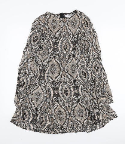 Glamorous Womens Multicoloured Paisley Viscose Mini Size XS Round Neck Zip