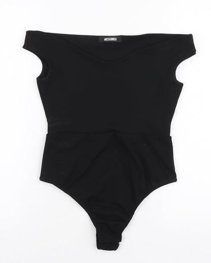 Missguided Womens Black Polyester Bodysuit One-Piece Size 10 Snap