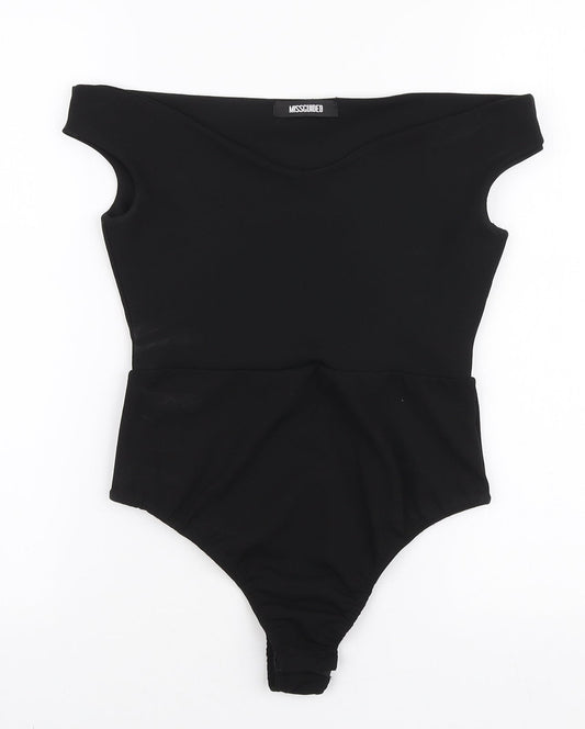 Missguided Womens Black Polyester Bodysuit One-Piece Size 10 Snap