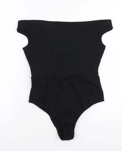 Missguided Womens Black Polyester Bodysuit One-Piece Size 10 Snap