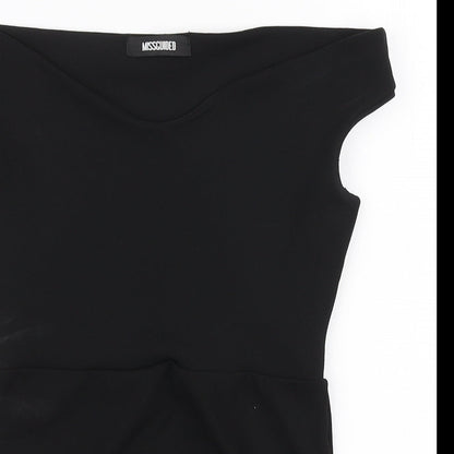 Missguided Womens Black Polyester Bodysuit One-Piece Size 10 Snap