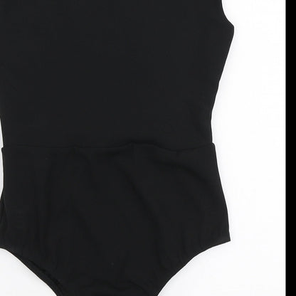 Missguided Womens Black Polyester Bodysuit One-Piece Size 10 Snap