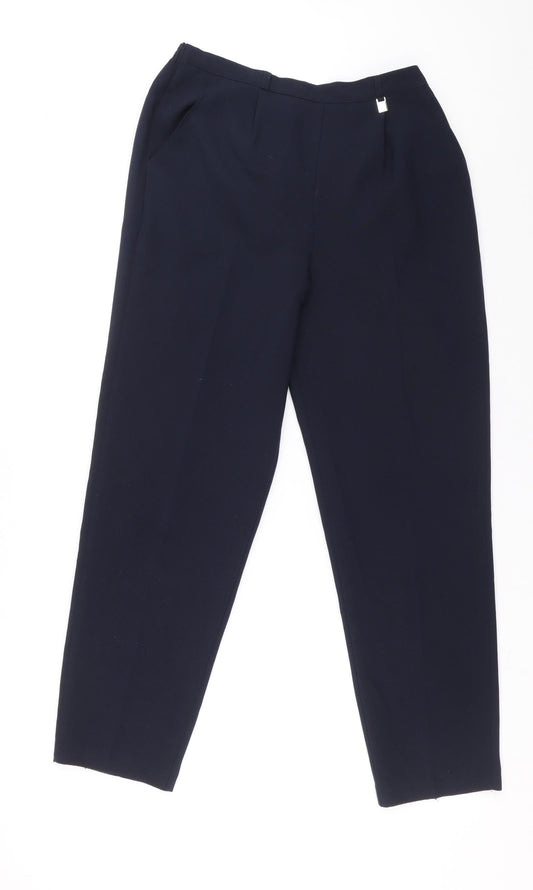 First Avenue Womens Blue Polyester Trousers Size 12 L27 in Regular