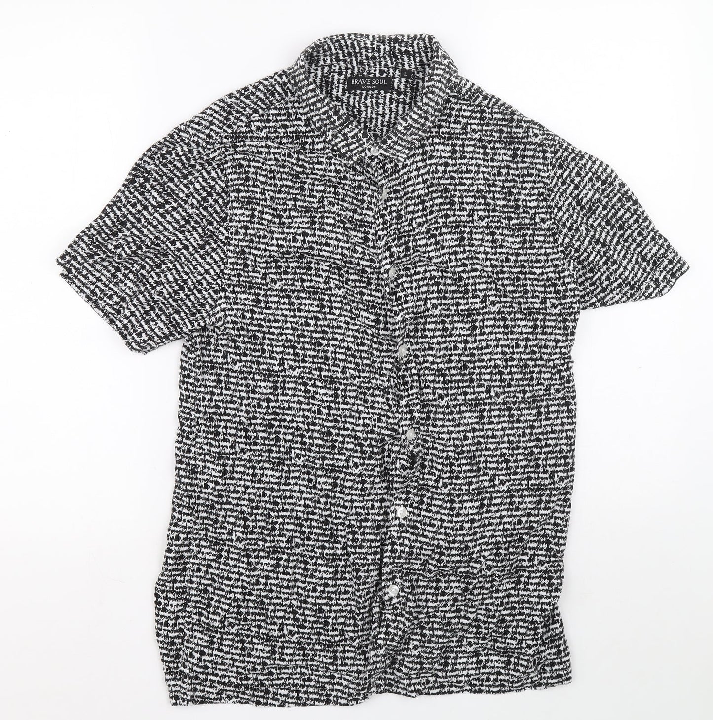 Womens UK Size L Brave Soul Black Basic Button-Up