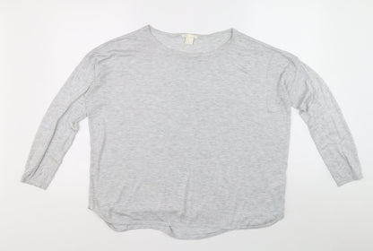 Basic Womens Grey Boat Neck Acrylic Pullover Jumper Size L