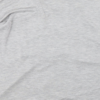 Basic Womens Grey Boat Neck Acrylic Pullover Jumper Size L