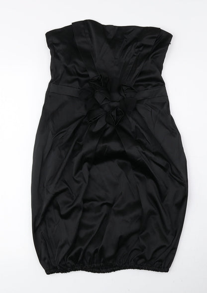 Kookai Womens Black Polyester Mini Size 12 Off the Shoulder Zip - Tie String