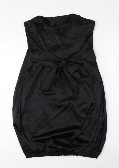 Kookai Womens Black Polyester Mini Size 12 Off the Shoulder Zip - Tie String