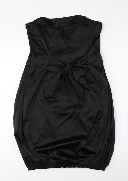 Kookai Womens Black Polyester Mini Size 12 Off the Shoulder Zip - Tie String