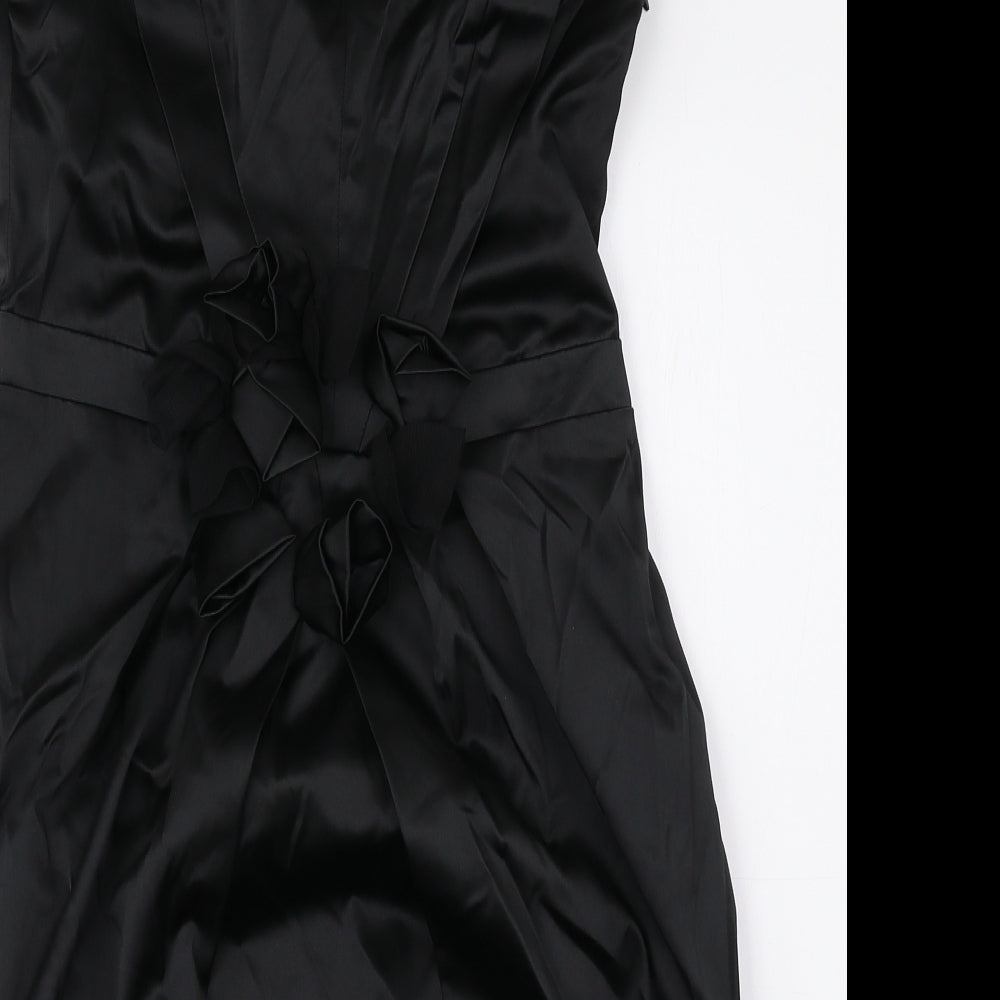 Kookai Womens Black Polyester Mini Size 12 Off the Shoulder Zip - Tie String