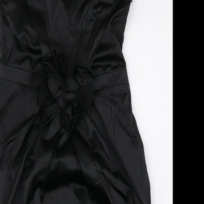 Kookai Womens Black Polyester Mini Size 12 Off the Shoulder Zip - Tie String
