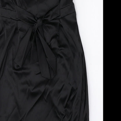 Kookai Womens Black Polyester Mini Size 12 Off the Shoulder Zip - Tie String