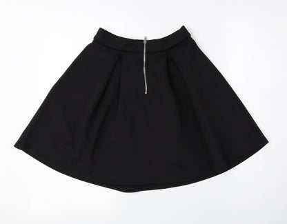 Miss Selfridge Womens Black Polyester A-Line Skirt Size 6 Zip