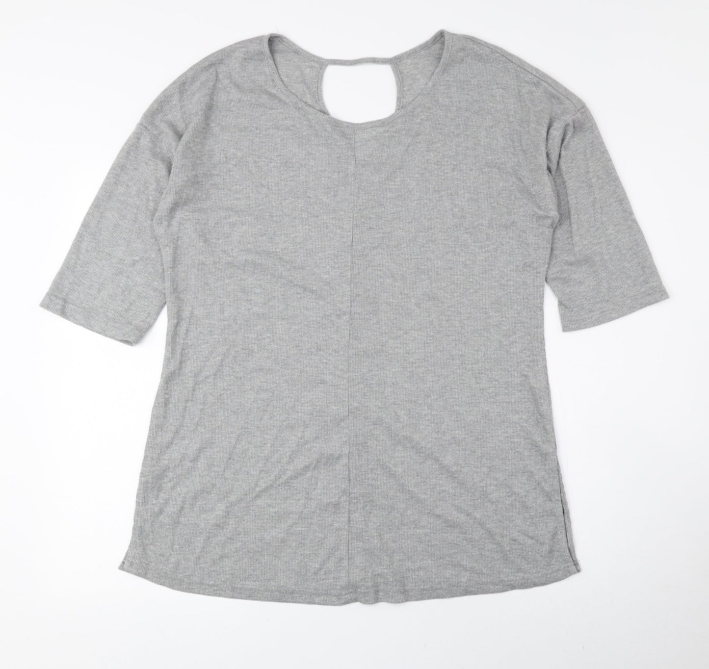 Womens UK Size 16 Preworn Silver Basic T-Shirt