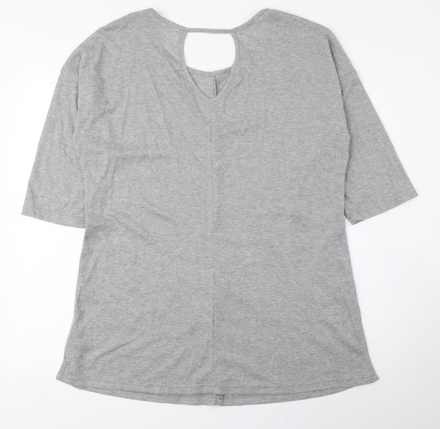 Womens UK Size 16 Preworn Silver Basic T-Shirt