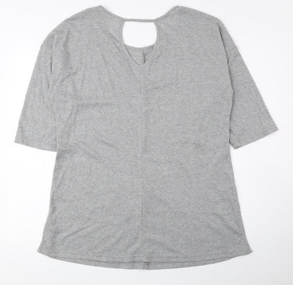 Womens UK Size 16 Preworn Silver Basic T-Shirt