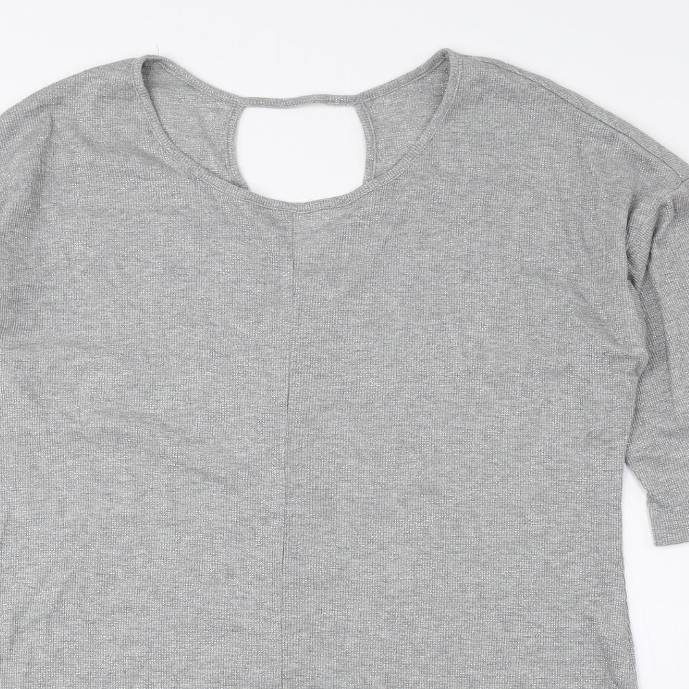 Womens UK Size 16 Preworn Silver Basic T-Shirt