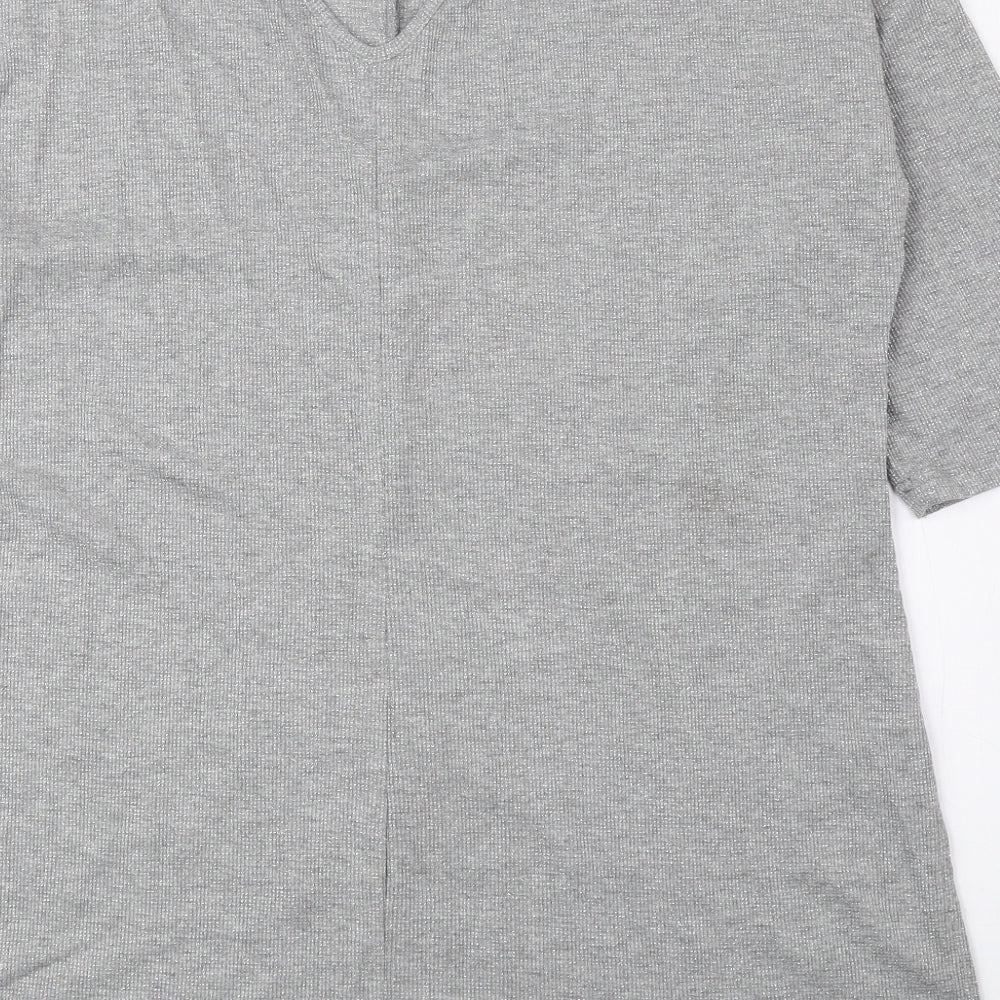 Womens UK Size 16 Preworn Silver Basic T-Shirt