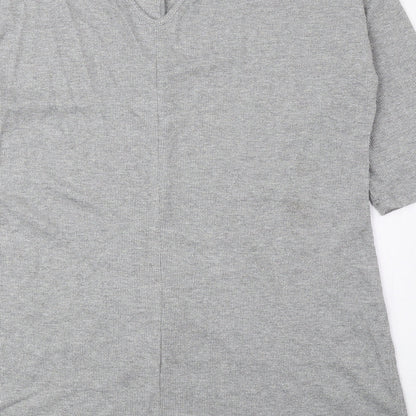 Womens UK Size 16 Preworn Silver Basic T-Shirt