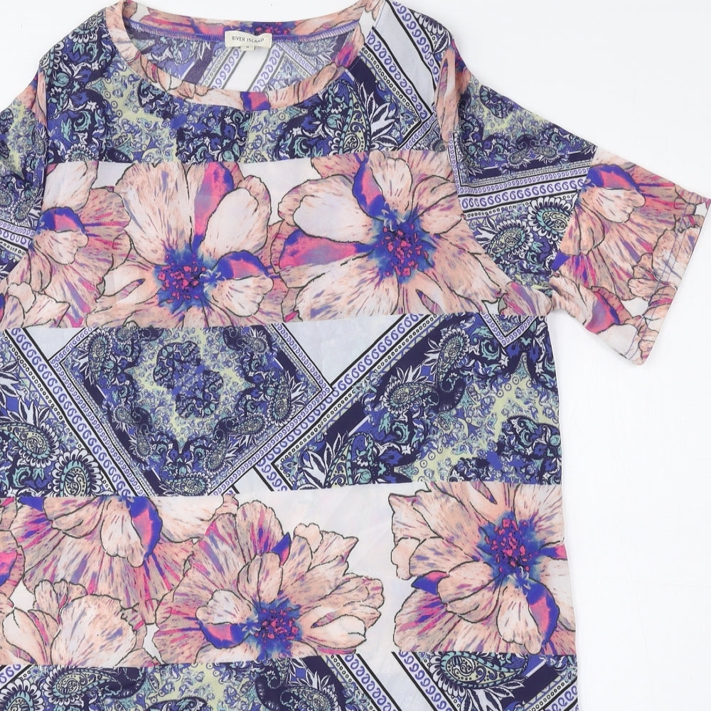 River Island Womens Multicoloured Floral Polyester Shift Size 8 Crew Neck Pullover