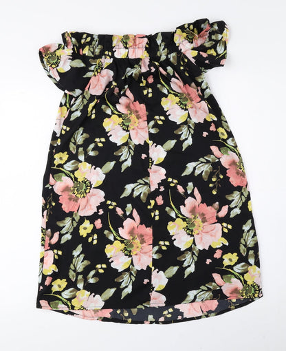 Atmosphere Womens Multicoloured Floral Polyester Mini Size 6 Off the Shoulder Pullover