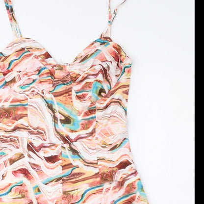 PRETTYLITTLETHING Womens Multicoloured Geometric Polyester Playsuit One-Piece Size 10 Pullover