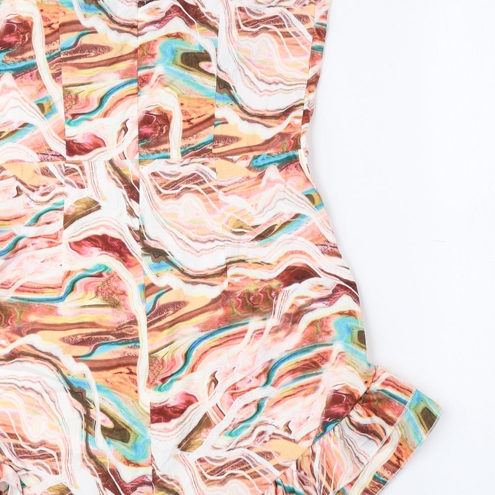 PRETTYLITTLETHING Womens Multicoloured Geometric Polyester Playsuit One-Piece Size 10 Pullover