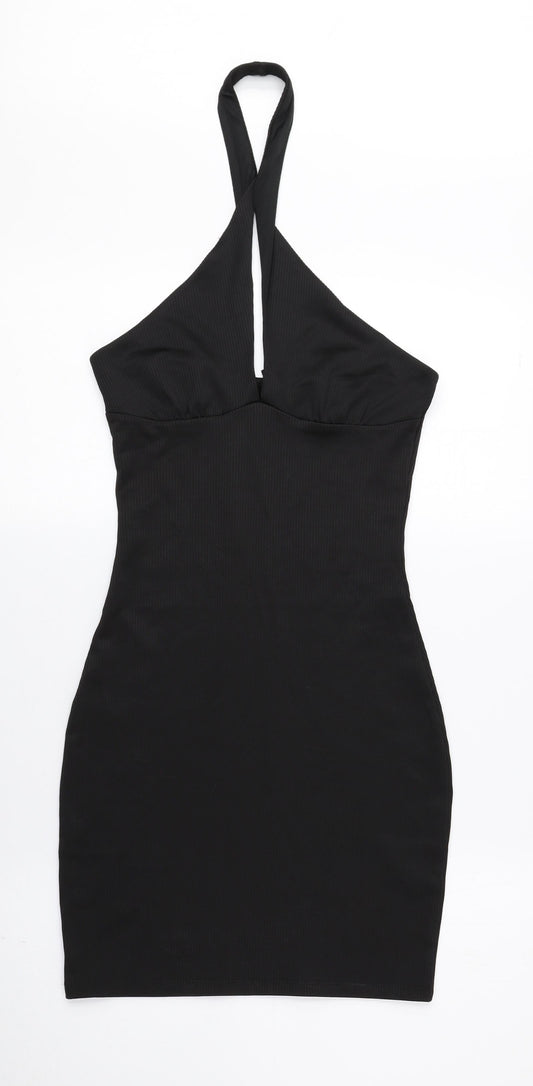 Divided by H&M Womens Black Polyester Mini Size 4 Halter Pullover