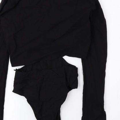 Zara Womens Black Polyester Bodysuit One-Piece Size S Snap