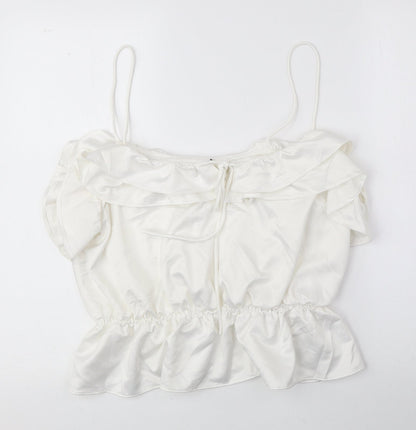 Topshop Womens Ivory Polyester Camisole Blouse Size 14 Round Neck
