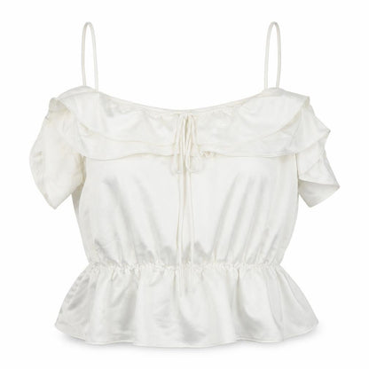 Topshop Womens Ivory Polyester Camisole Blouse Size 14 Round Neck