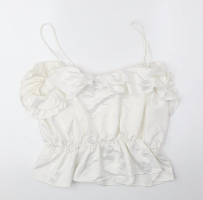 Topshop Womens Ivory Polyester Camisole Blouse Size 14 Round Neck
