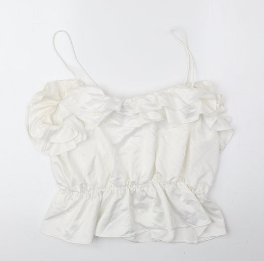 Topshop Womens Ivory Polyester Camisole Blouse Size 14 Round Neck