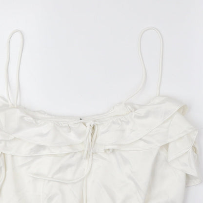 Topshop Womens Ivory Polyester Camisole Blouse Size 14 Round Neck