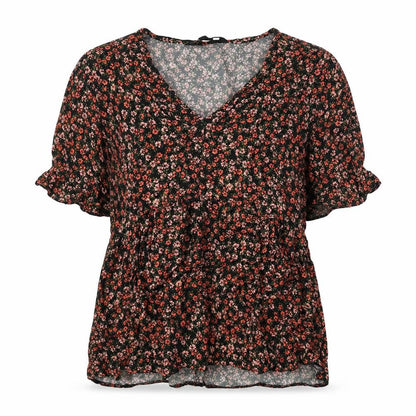 New Look Womens Multicoloured Floral Viscose Basic Blouse Size 10 V-Neck