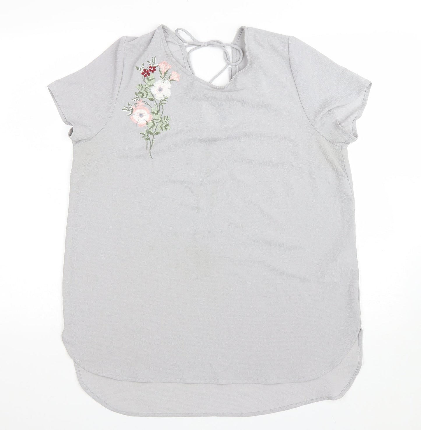 Womens UK Size 14 New Look Grey Basic T-Shirt