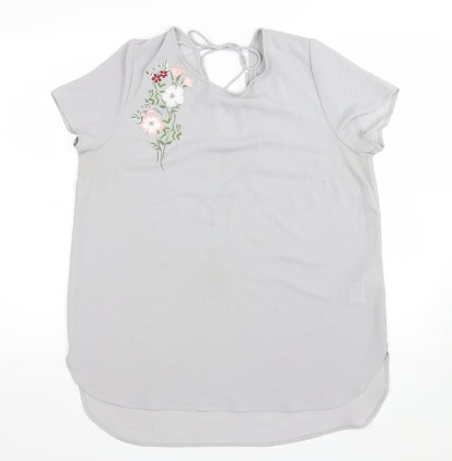 Womens UK Size 14 New Look Grey Basic T-Shirt