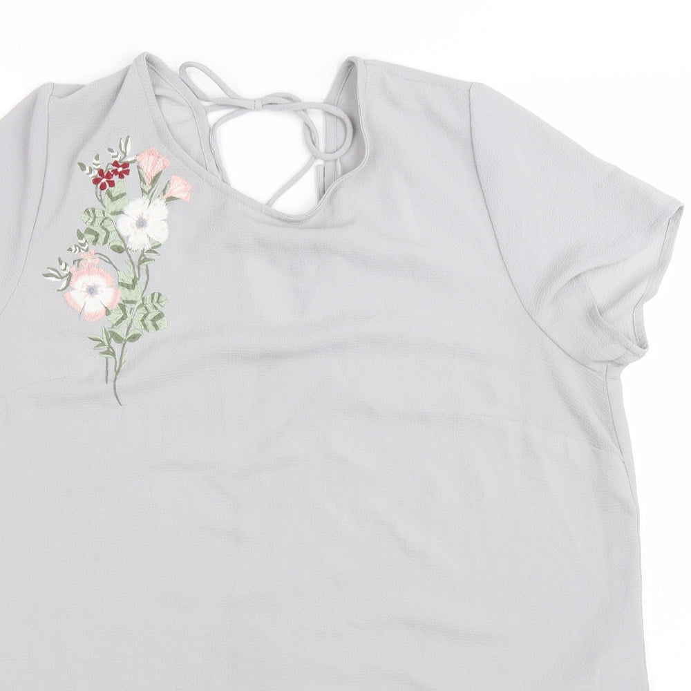 Womens UK Size 14 New Look Grey Basic T-Shirt