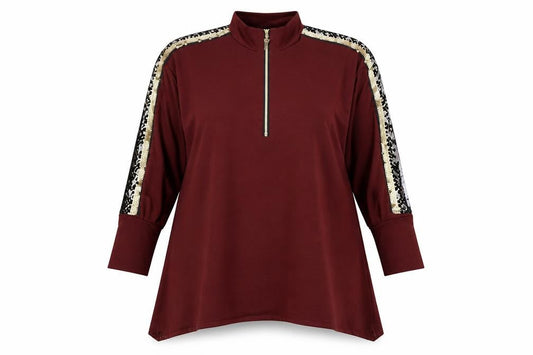 SHEILAY Womens Red Polyester A-Line Size XL High Neck Zip