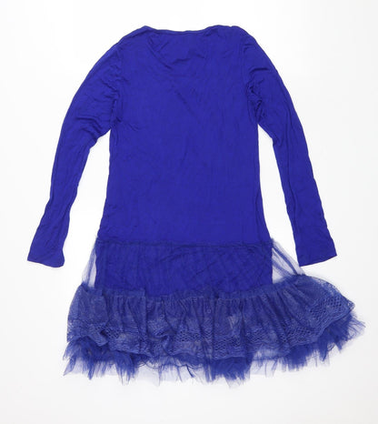 maElla Womens Blue Viscose Bodycon Size M Round Neck Pullover
